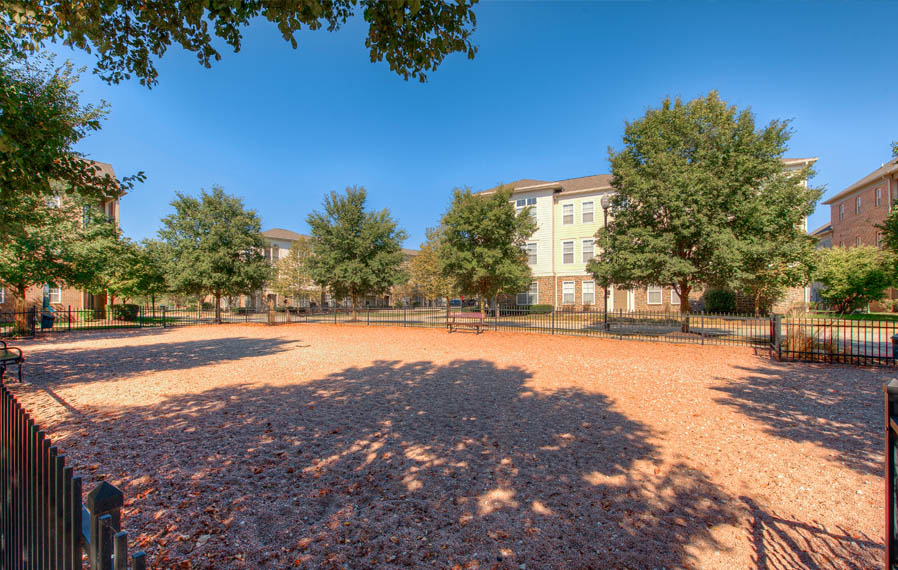 Wide open dog park at Fishers apartments.