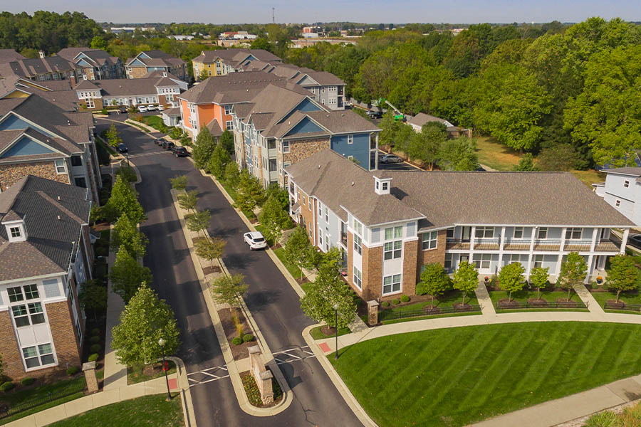 Overhead shot of the Union Flats Apartments.