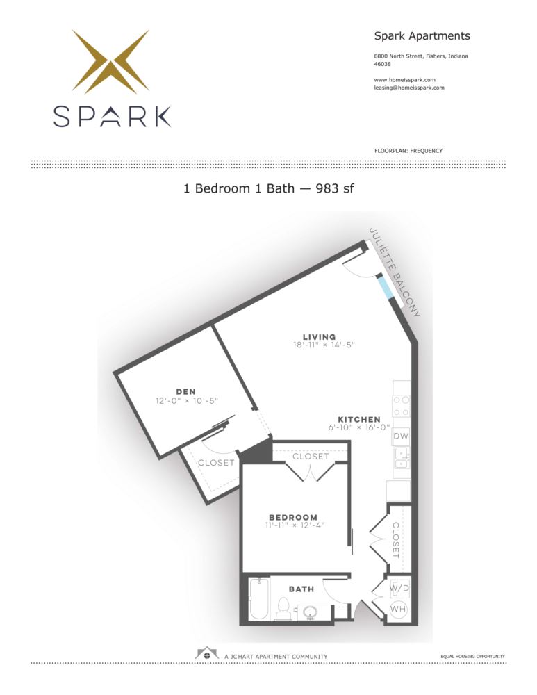 Frequency 1 Bedroom Floor Plan Spark Apartments
